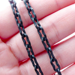 Black Plastic Chain in 4mm (38cm or 15 inches / 2 pcs) Punk Rock Men Jewelry Light Weight Necklace Bracelet Link Embellishment Decoden F252
