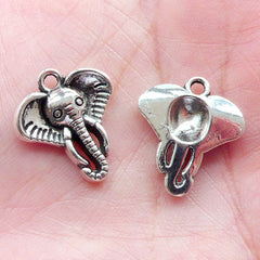 Elephant Head Charms (8pcs / 16mm x 18mm / Tibetan Silver) Exotic African Animal Charm Bracelet Earring Pendant Necklace Zipper Pull CHM1587