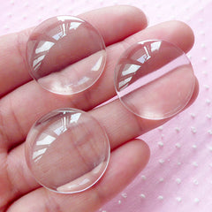 Round Clear Resin Cabochon Transparent Circle Resin Cabs (25mm / 15pcs) Plastic Flatback Dome Bubble Cabochon Pendant Charm Scrapbook F261