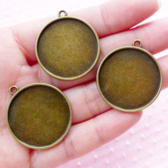 25mm Cabochon Setting / Cameo Setting / Round Bezel Pendant Tray / Collage Sheet Setting (10pcs / Antique Bronze) Photo Charm Blank F263