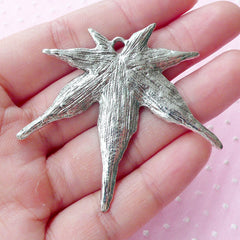 Large Marijuana Charm Hippie Charm (1 piece / 53mm x 49mm / Tibetan Silver) Hippy Jewelry Necklace Pendant Key Chain Bookmark Charm CHM1590