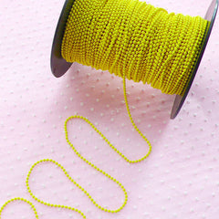 Bead Chain Link / 1.5mm Ball Chain / Metal Key Chain (2 Meters / Yellow) Colorful Necklace Chain Retro Keyring Key Holder Luggage Tag A042