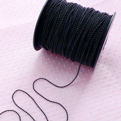 Black Ballchain / 1.5mm Necklace Chain / Bead Chain / Key Chain (2 Meters) Metal Luggage Tag Key Holder Key Fob Charm Connector Link A034