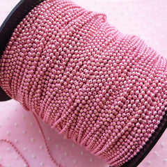 Faceted Ball Chain / 1.5mm Bead Chain Link / Necklace Chain / Key Chain (2 Meters / Pink & Gold) Keyring Kawaii Handbag Charm Connector A046