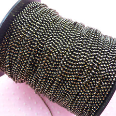 Black Faceted Ballchain / Bling Bling 1.5mm Bead Chain / Necklace Chain / Key Chain Link (2 Meters / Black & Gold) Luggage Tag DIY A048