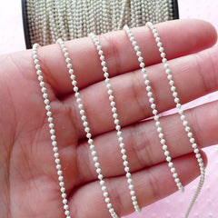 White Ball Chain Link / Metal Bead Chain / 1.5mm Key Chain (2 Meters) Necklace Chain Key Ring Key Holder Luggage Tag Handbag Charm A036