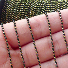 Black Faceted Ballchain / Bling Bling 1.5mm Bead Chain / Necklace Chain / Key Chain Link (2 Meters / Black & Gold) Luggage Tag DIY A048