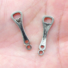 Silver Bottle Opener Charm (10pcs / 8mm x 25mm / Tibetan Silver) Whimsical Jewellery Earrings Pendant Zipper Pull Wine Glass Charm CHM1648