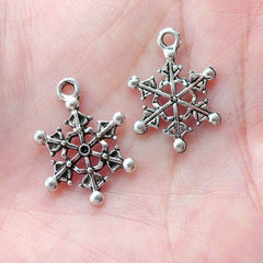 Small Snow Flakes Charm Drops (8pcs / 14mm x 20mm / Tibetan Silver) Christmas Party Decoration Gift Packaging Supplies Earrings CHM1649