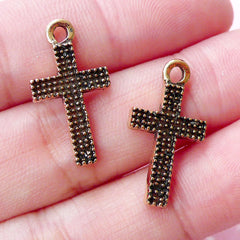 CLEARANCE Christian Cross Charm Pendant (2pcs / 11mm x 22mm / Antique Gold) Catholic Jewellery Religious Necklace Bracelet Bangle Bookmark CHM1658