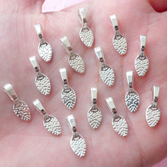 Silver Glue On Bails (15pcs / 5mm x 15mm / Teardrop) Jewelry Bail Cabochon Bail Glass Tile Bail Photo Pendant Bail Charm Making CHM1671