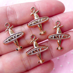 CLEARANCE Gold Aeroplane Charms (4pcs / 16mm x 21mm / Rose Gold) Vintage Air Plane Airplane Aircraft Aviation Travel Pilot Flight Attendant CHM1702
