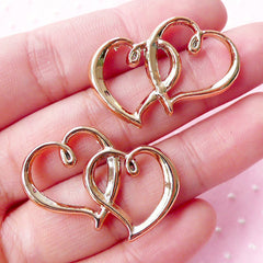 CLEARANCE Double Love Connector Charm / Double Heart Bracelet Charms (2pcs / 31mm x 19mm / Rose Gold / 2 Sided) Valentines Day Wedding Jewelry CHM1710