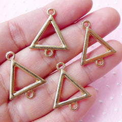 Triangle Connector Charms (4pcs / 19mm x 24mm / Gold) Geometric Jewelry Bracelet Link Charm Polygon Equilateral Triangle Shape Charm CHM1737