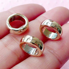 Gold Ring Beads (3pcs / 11mm x 4mm / Gold) Round Circle Shape Charm Spacer Slider Connector Link Bracelet Necklace Dreadlock Beads CHM1738