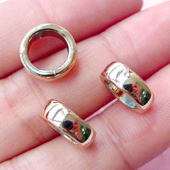 Gold Ring Beads (3pcs / 11mm x 4mm / Gold) Round Circle Shape Charm Spacer Slider Connector Link Bracelet Necklace Dreadlock Beads CHM1738