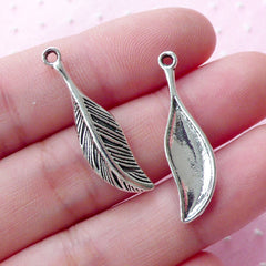 Long Leaf Charms (6pcs / 8mm x 29mm / Tibetan Silver) Floral Earrings Necklace Leaf Pendant Wedding Bridal Bridesmaid Jewellery CHM1762