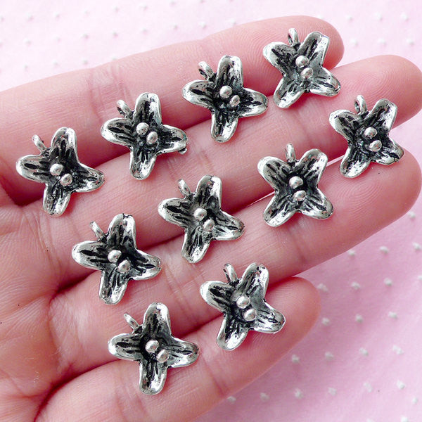 Lily Flower Charms (10pcs / 11mm x 13mm / Tibetan Silver) Floral Charm Add on Charm Earrings Bracelet Gift Decoration Favor Charm CHM1787