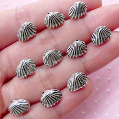 Shell Bead (10pcs / 10mm x 8mm / Tibetan Silver / 2 Sided) Small Hole Bead Loose Bead Marine Life Sealife Sea Ocean Beach Bracelet CHM1801