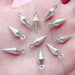 Spike Charms Rivet Cone Stud Pendant (10pcs / 6mm x 18mm / Tibetan Silver) Punk Jewellery Gothic Earrings Goth Necklace Bracelet CHM1842