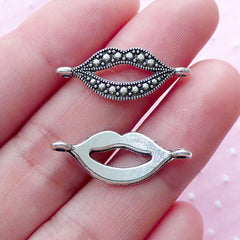 CLEARANCE Open Mouth Link Charms Lips Connector Charm (10pcs / 10mm x 25mm / Tibetan Silver) Happy Smile Dental Kiss Love Bracelet Necklace CHM1862