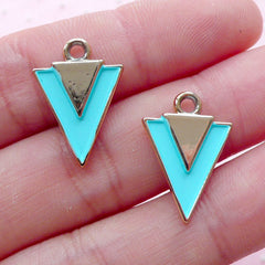 Triangle Enamel Charms (2pcs / 14mm x 19mm / Gold & Blue) Geometric Jewellery Polygon Isosceles Triangle Pendant DIY Shape Necklace CHM1850
