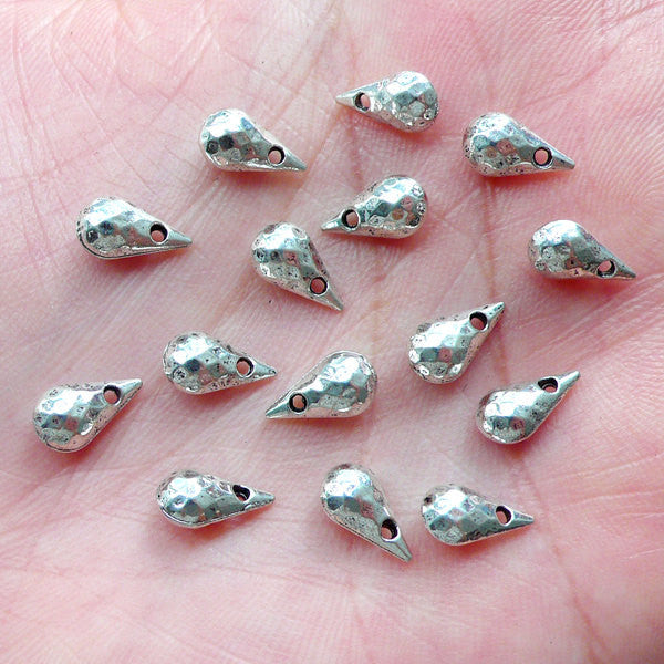 Tiny Teardrop Charms (15pcs 5mm x 9mm Tibetan Silver Sided