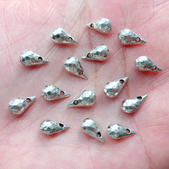 Tiny Teardrop Charms (15pcs / 5mm x 9mm / Tibetan Silver / 2 Sided) Mini Tear Drop Pendant Add a Charm Bracelet Earrings Water Drop CHM1892