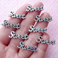 Sweet Connector Charms (8pcs / 9mm x 23mm / Tibetan Silver) Bracelet Link Charm Message Jewelry Word Pendant Necklace Card Making CHM1894