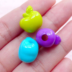 Colorful Apple Acrylic Beads Cute 3D Fruit Charms (10pcs / 14mm x 14mm / Mix Color) Kawaii Plastic Bead Chunky Gumball Necklace CHM1953