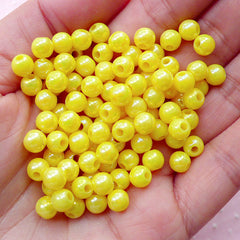 AB Gumball Round Beads (6mm / AB Yellow / 100pcs) Chunky Bubblegum Plastic Bead Acrylic Ball Bead Cute Bubble Gum Bracelet Necklace CHM1966