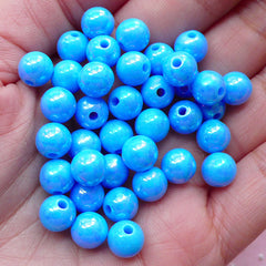 Bubblegum Round Ball Beads (8mm / AB Blue / 50pcs) Opaque Beads Plastic Bead Acrylic Bead Gumball Bead Chunky Bubble Gum Bracelet CHM1973