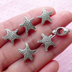 Starfish Beads (6pcs / 13mm x 22mm / Tibetan Silver / 2 Sided) Seastar Sea Star Fish Marine Life Ocean Beach Focal Bead Bracelet DIY CHM1988