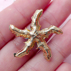 Starfish Metal Cabochon Sea Star w/ Rhinestones (1 piece / 28mm x 26mm / Blue & Clear / Flat Back) Brooch Making Cellphone Decoration CAB436