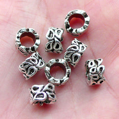 Teardrop Rondelle Beads (8pcs / 8mm x 5mm / Tibetan Silver) Big Hole Bead Spacer Slider European Bracelet Dreadlock Dread Bead CHM2060