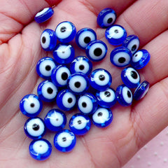 Evil Eye Plastic Beads / Religion Bead (30pcs / 8mm / Blue) Nazar Mati Judaism Protection Good Luck Turkish Findings Small Hole Bead CHM2058