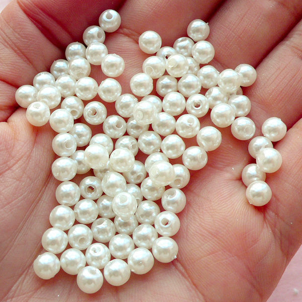5mm Round Pearl / Faux Pearl / Fake Pearl / ABS Pearl Beads (Cream