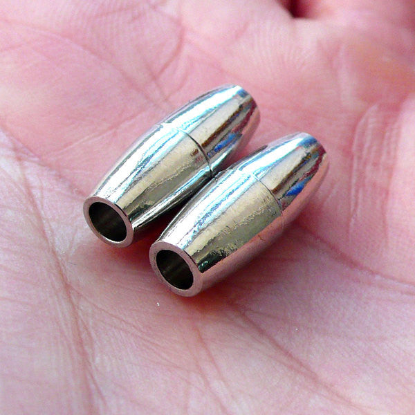 CLEARANCE Barrel Tube Magnet Clasp for 3mm Cord (2 sets 6mm x