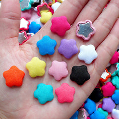 Colorful Star Button Cabochon Mix (10pcs / 16mm / Assorted Color / Flatback) Fabric Button Hair Accessories Making Party Decoration CAB455