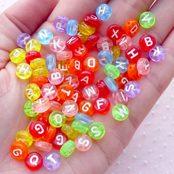 Acrylic Alphabet Beads | Letter Bead | Name Jewelry Making (You Pick  Letters or We Pick By Random / 7mm / Translucent Colorful Mix)