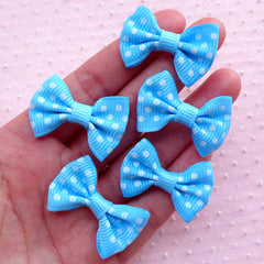 CLEARANCE Polka Dot Ribbon / Grosgrain Ribbon Bowties / Fabric Bow Tie Applique (5pcs / 35mm x 25mm / Blue & White) Cute Packaging Embellishment B015
