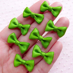 Small Fabric Bow Ties / Mini Satin Ribbon Bows (8pcs / 20mm x 12mm / Apple Green) Hairclips Making Sewing Scrapbooking Party Decoration B023