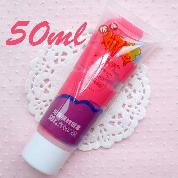 Whipped Cream Sillicone Clay / Faux Icing / Fake Frosting (Red / 50ml + 2 Piping Tips) Miniature Sweets Cellphone Deco Cute Scrapbook CLAY26