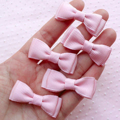 Grosgrain Ribbon Bow Ties / Double Bowties / Fabric Bows Applique (5pcs / 40mm x 15mm / Pink) Baby Girl Shower Decoration DIY Hair Clip B082