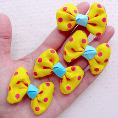 Polka Dot Bowties / Cotton Fabric Bow Ties / Bows Applique (4pcs / 50mm x 35mm / Yellow) Baby Hair Clip DIY Hair Accessory Scrapbooking B091