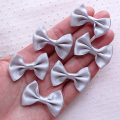 Satin Bows / Fabric Ribbon Bow Tie (6pcs / 35mm x 25mm / Grey / Gray / Silver) Wedding Party Decor Invitation Card DIY Packaging Sewing B102