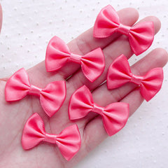 CLEARANCE Pink Fabric Bows / Satin Ribbon Bow Tie (6pcs / 35mm x 25mm / Coral Pink) Hair Bows Jewellery Findings Wedding Favor Decoration Sewing B108