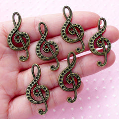 CLEARANCE Music Note / Treble Clef / G-clef Charms (6pcs) (15mm x 33mm / Antique Bronze) Scrapbooking Pendant Bracelet Earrings Keychains CHM717