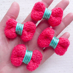 Wool Yarn Bowties / Fabric Bow Tie (4pcs / 50mm x 30mm / Poppy Red) Baby Hair Bow Hair Accessories Making Card Decoration Embellishment B122