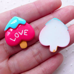 Decoden Ice Cream Cabochon in Spade Shape (2pcs / 23mm x 25mm / Flat Back / Dark Pink) Kawaii Phone Case Deco Whimsical Kitsch Cute FCAB316